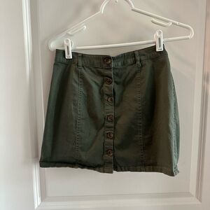 Forever 21 Green Button Front Mini Skirt